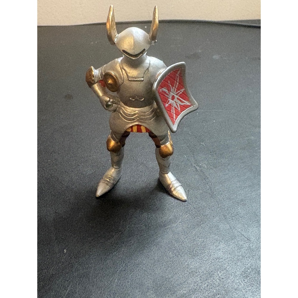 Papo 2001 Silver Knight Figure Winged Helmet Shield Medieval Toy 3.5 Inch